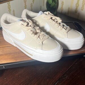 Beige and White Nike Sneakers